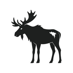 Moose With Broken Antler Silhouette Design