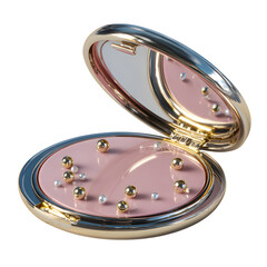 Luxury Compact Mirror with Pearls and Golden Beads

