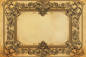 Obraz premium Elegant Decorative Square Frame with Vintage Gold Accents and Ornate Design Elements