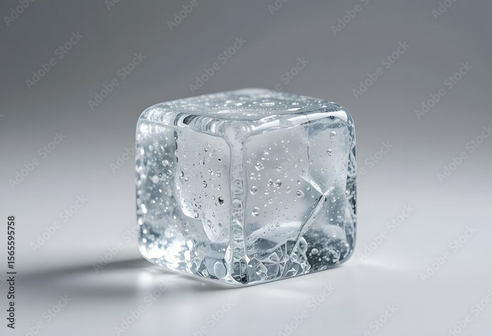 Poster isolated ice cube, pure and simple. refreshing element on a clean backdrop, demonstrating clarity an