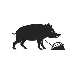 Wild Boar Caught In Snare Silhouette