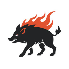 Silhouette Of Wild Boar In Flames
