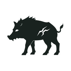 Wild Boar With Broken Tusk Silhouette