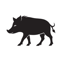 Sharp Tusked Wild Boar In Side View Silhouette