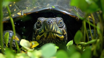 Obraz premium Close-up view of a turtle's head and neck.