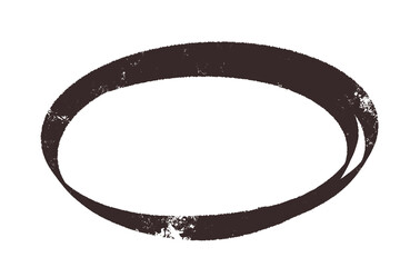 A brown grunge oval shape is isolated on transparent background