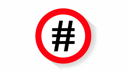 Obraz premium Hashtag Red Circle Sign Icon.