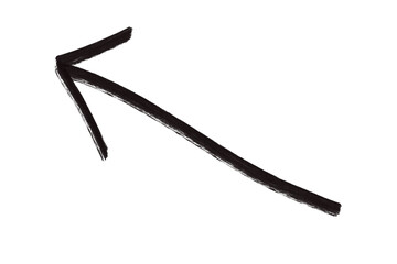 A black painted arrow points to the left, isolated on transparent background