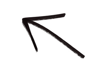 A black brush stroke arrow points up and to the left, isolated on transparent background