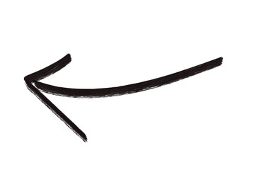 A black brush stroke arrow points to the left isolated on transparent background