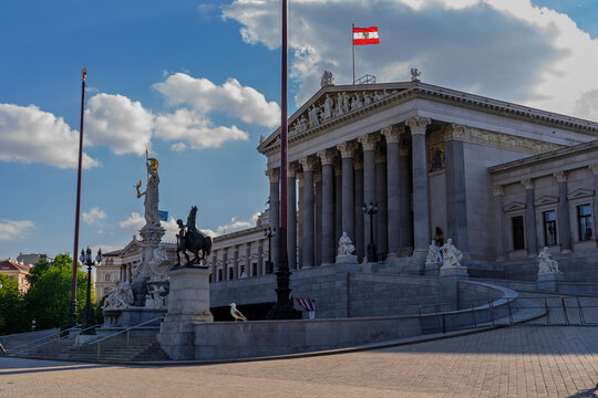 Austrian Parliament Building in Vienna with Pallas Athena Fountain