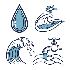 vector illustration of water tap with drop