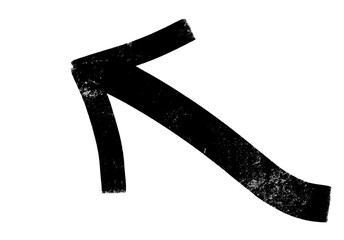 A black grunge arrow points up and to the left, isolated on transparent background