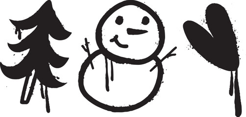Set of graffiti spray paint icons. Line sketch star, arrow, heart, Grunge and dirty decoration design elements for banner, flyer, cards, poster, collages and ads.