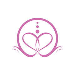 Elegant Pink Emblem with Heart Symbol and Decorative Elements

