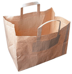 Open paper shopping bag on isolated background.