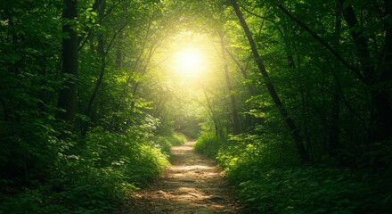 Fototapeta premium Sunlit forest path