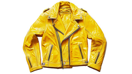 yellow leather jacket isolated on white background , transparent png