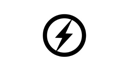 Stylized lightning bolt symbol inside a circular outline isolated on transparent background