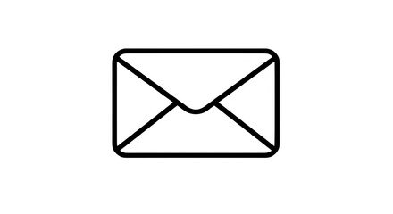 Simple white outline of an envelope isolated on transparent background