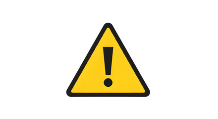 Yellow warning triangle with black exclamation mark isolated on transparent background