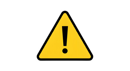 Yellow warning triangle with black exclamation mark isolated on transparent background