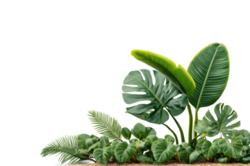 PNG Tropical plant arrangement with lush monstera and green foliage