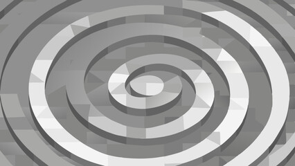 Abstract geometric spiral pattern with shades of gray and white