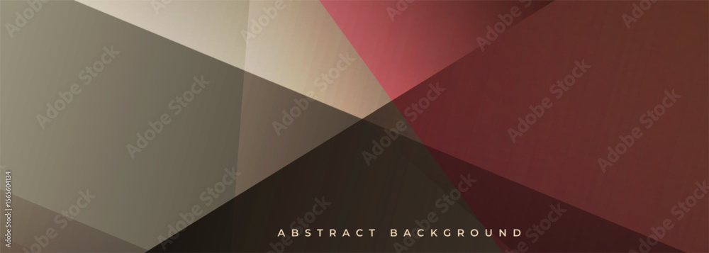 Poster dark brown and red modern abstract background. with 3d geometric shapes. vector illustration wide ba