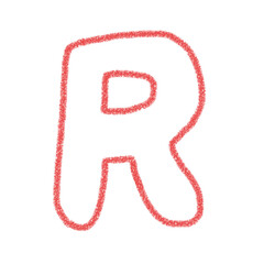アルファベットR　 手書き文字　かわいい　素材　赤　イラスト　素材　アイコン　クレヨン風