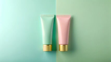 Pastel Colored Cosmetic Products Two Cosmetic Tubes