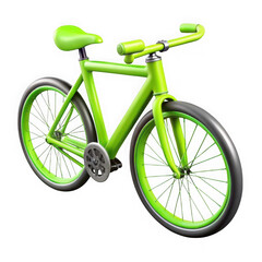 3d illustration of green bicycle isolated on transparent background