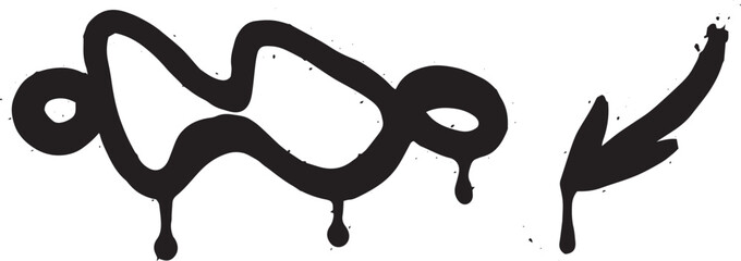 Set of graffiti spray paint icons. Line sketch star, arrow, heart, Grunge and dirty decoration design elements for banner, flyer, cards, poster, collages and ads.