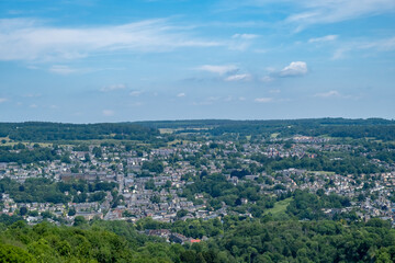 Fototapeta premium The view of Matlock Bath, Matlock Dale and Matlock from the Heights of Abraham