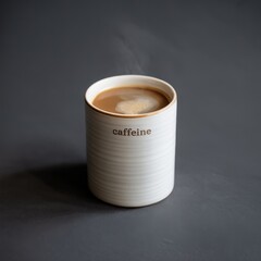 White mug with hot coffee beverage