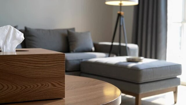 Modern Living Room Tissue Box Close-up