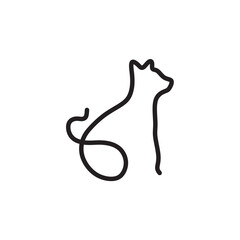 Minimalist Line Drawing of a Sitting Cat Symbol for Design

