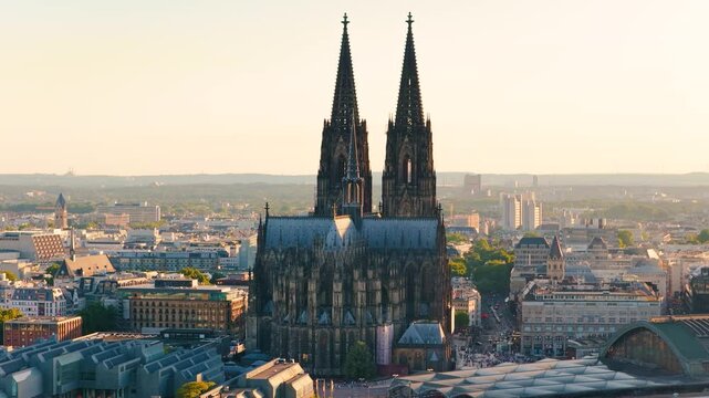 Cologne Summer Evening Viewed from a Drone