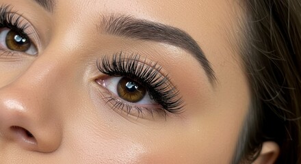 Obraz premium Close-up woman's face, makeup, and lashes