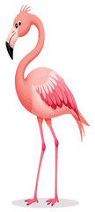 Fototapeta premium Elegant Pink Flamingo Standing Gracefully Among Tropical Leaves in a Minimalist Exotic Jungle Scene with Soft Pastel Colors and Decorative Botanical Elements