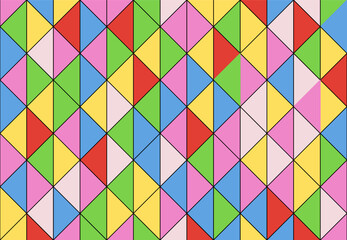Obraz premium Geometric background in bright colors. A mosaic of triangles. Vector illustration