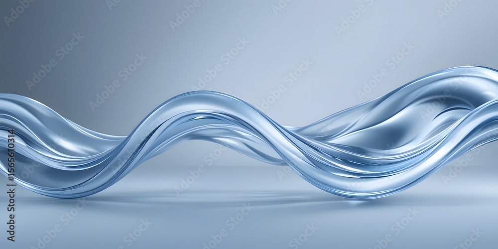 Fototapete Abstract Fluid Motion, A Flowing Liquid Design With Smooth Curves. The Material Appears Transparent And Glossy. Soft Highlights, Shadows, And A Subtle Gradient Enhance The Ethereal Beauty. Perfect For