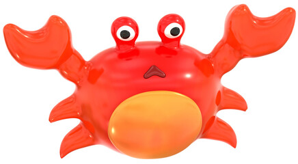 Crab 3D summer illustration with colorful