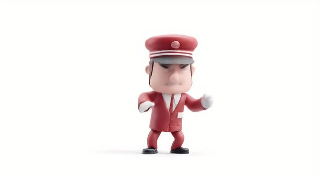 Animated Train Conductor Expressing Varying Emotions