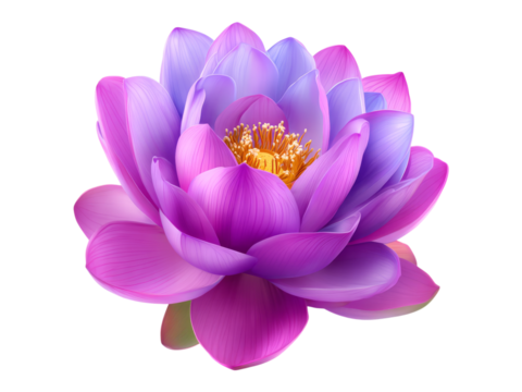 Vibrant purple and blue lotus flower blossom isolated on black, Isolated On Transparent Background, Png