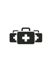 Obraz premium Set of Three First Aid Kit Icons in Black Silhouette Style on White Background Representing Medical Emergency, Healthcare, and Safety Concepts