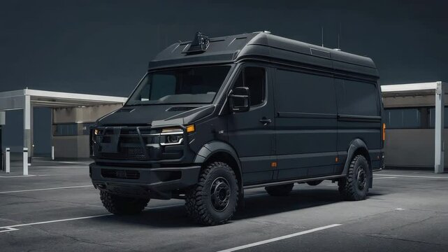 Armored van in the city.