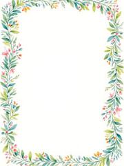 watercolor floral frame with flowers and leaves