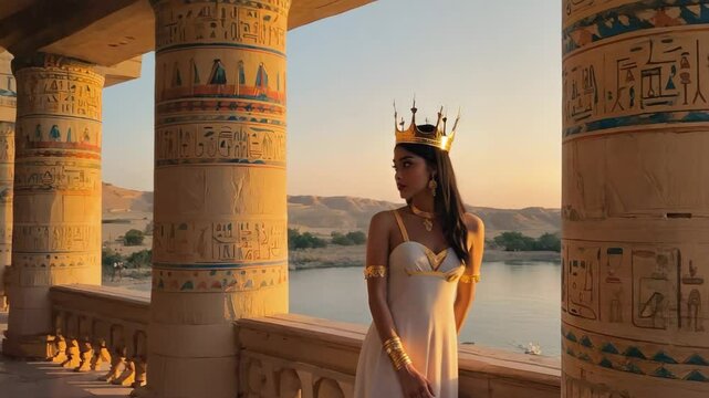 Cleopatra in an Egyptian palace.
