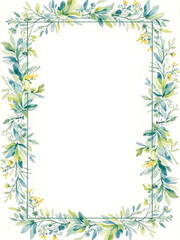 watercolor floral frame with flowers and leaves